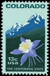 United States 1977 13c Colorado Statehood U.S stamp, photographed by a collector