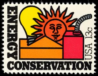 United States 1977 13c Energy Conservation U.S stamp, photographed by a collector