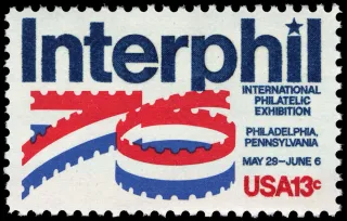 United States 1976 13c Interphil U.S stamp, photographed by a collector