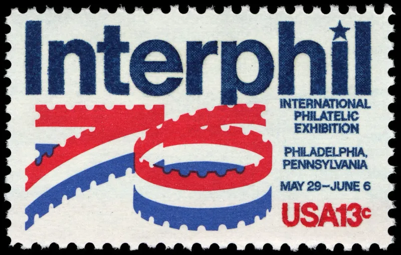 United States 1976 13c Interphil U.S stamp, photographed by a collector