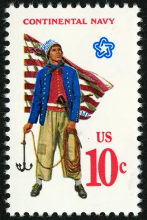 United States 1975 10c Military Uniforms Continental Sailor U.S stamp, photographed by a collector