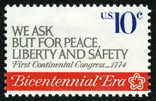 United States 1974 10c American Revolution Bicentennial We Ask But For Peace... U.S stamp, photographed by a collector