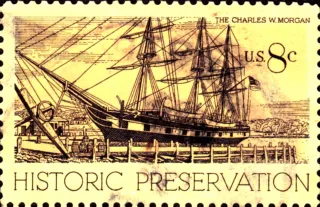 Another photo of the United States 1971 8c CW Morgan Ship stamp