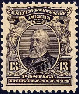 Another photo of the United States 1903 13c Benjamin Harrison stamp