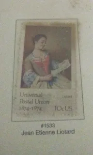 United States 1974 10c Universal Postal Union Jean Etienne Liotard U.S stamp, photographed by a collector