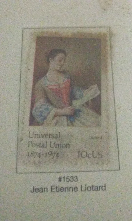United States 1974 10c Universal Postal Union Jean Etienne Liotard U.S stamp, photographed by a collector