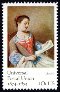 Another photo of the United States 1974 10c Universal Postal Union Jean Etienne Liotard U.S stamp