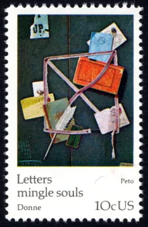 United States 1974 10c Universal Postal Union John Peto U.S stamp, photographed by a collector