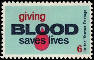 Another photo of the United States 1971 6c Blood Donor U.S stamp