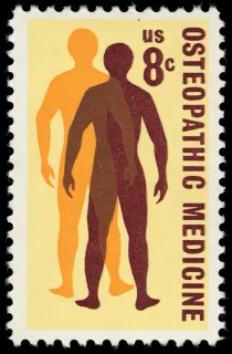 United States 1972 8c Osteopathic Medicine U.S stamp, photographed by a collector