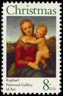 Another photo of the United States 1973 8c Christmas Raphael The Small Cowper Madonna U.S stamp