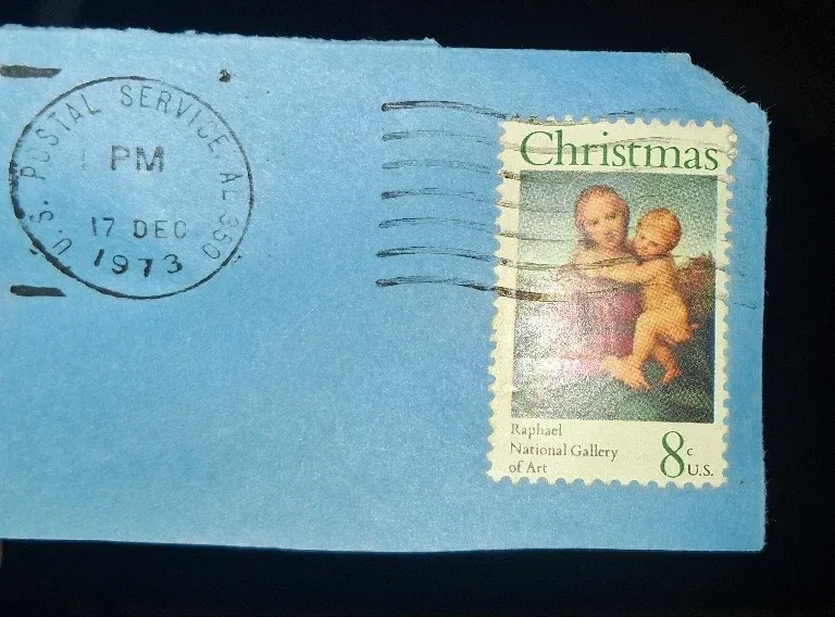 United States 1973 8c Christmas Raphael The Small Cowper Madonna U.S stamp, photographed by a collector