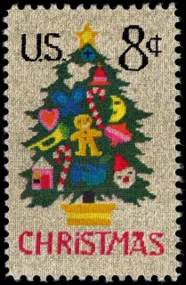 Another photo of the United States 1973 8c Christmas Tree U.S stamp
