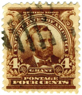 United States 1902 4c Grant stamp, photographed by a collector