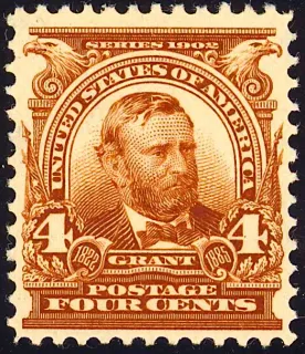 Another photo of the United States 1902 4c Grant stamp