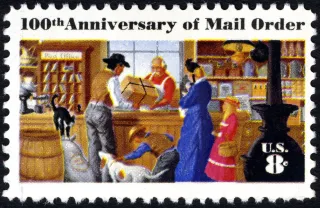 United States 1972 8c Mail Order Business U.S stamp, photographed by a collector