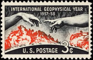 United States 1958 3c Geophysical Year U.S stamp, photographed by a collector