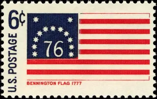 United States 1968 6c Bennington Flag Historic Flag Series U.S stamp, photographed by a collector