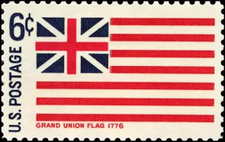 United States 1968 6c Grand Union Flag Historic Flag Series U.S stamp, photographed by a collector