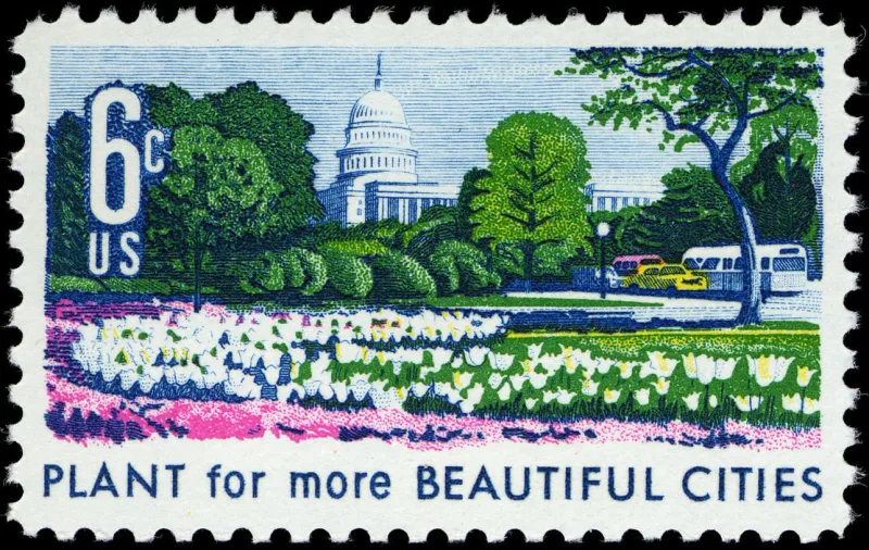 United States 1969 6c Beautification of Cities U.S stamp, photographed by a collector