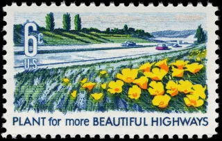 United States 1969 6c Beautification of Highways U.S stamp, photographed by a collector