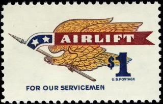United States 1968 $1 Airlift U.S stamp, photographed by a collector