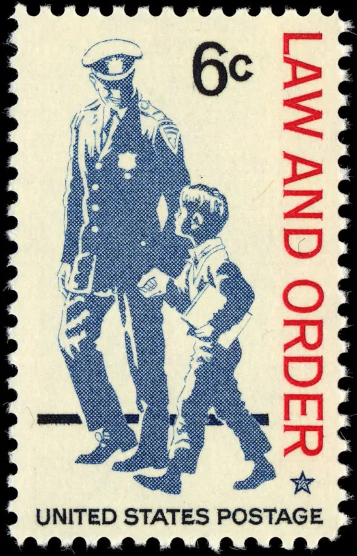 United States 1968 6c Law & Order U.S stamp, photographed by a collector