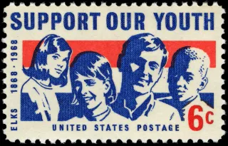 Another photo of the United States 1968 6c Support Our Youth Elks U.S stamp