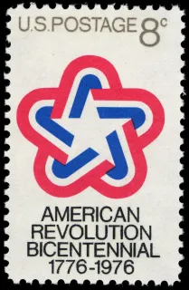 United States 1971 8c American Revolution Bicentennial U.S stamp, photographed by a collector