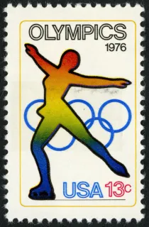 United States 1976 13c Olympic Games Skating U.S stamp, photographed by a collector