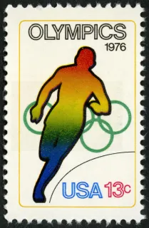 United States 1976 13c Olympic Games Running U.S stamp, photographed by a collector