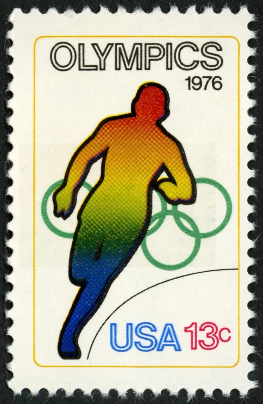 United States 1976 13c Olympic Games Running U.S stamp, photographed by a collector
