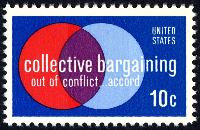 United States 1975 10c Collective Bargaining U.S stamp, photographed by a collector
