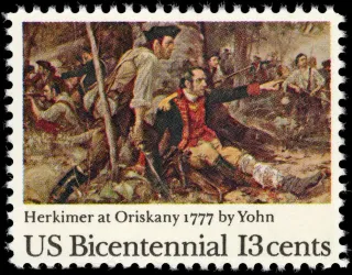 United States 1977 13c American Bicentennial Battle of Oriskany U.S stamp, photographed by a collector