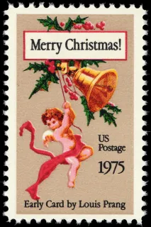 United States 1975 10c Prang Christmas Card U.S stamp, photographed by a collector