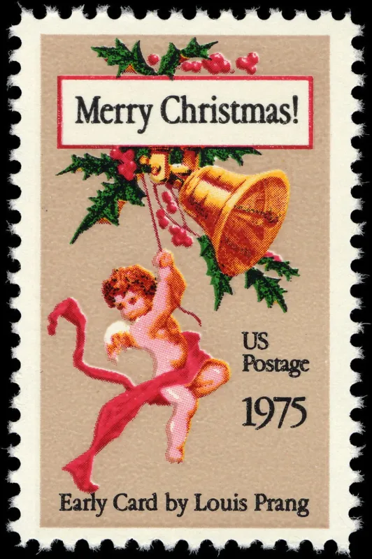 United States 1975 10c Prang Christmas Card U.S stamp, photographed by a collector