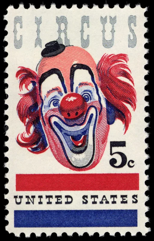 United States 1966 5c American Circus U.S stamp, photographed by a collector