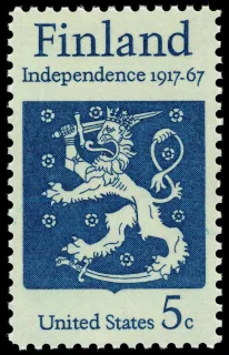 United States 1967 5c Finnish Independence 50th Anniversary U.S stamp, photographed by a collector