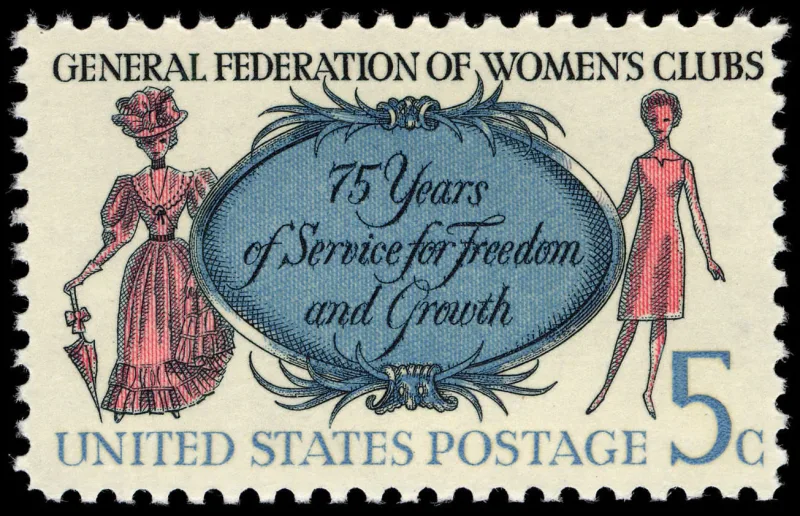 United States 1966 5c General Federation of Women's Club U.S stamp, photographed by a collector