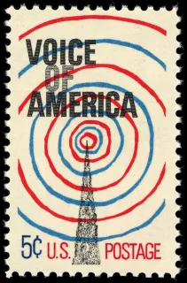 United States 1967 5c Voice of U.S stamp, photographed by a collector