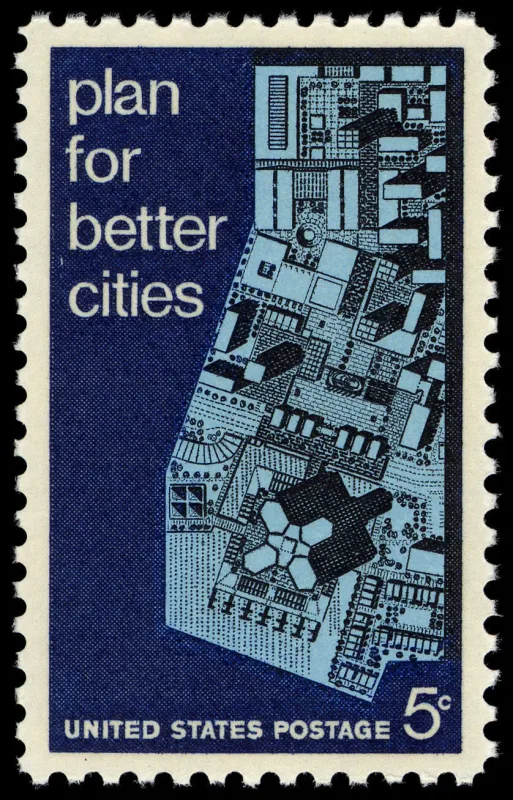 United States 1967 5c Urban Planning U.S stamp, photographed by a collector