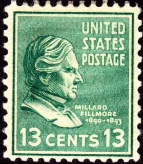 United States 1938 13c Millard Filmore of stamp, photographed by a collector