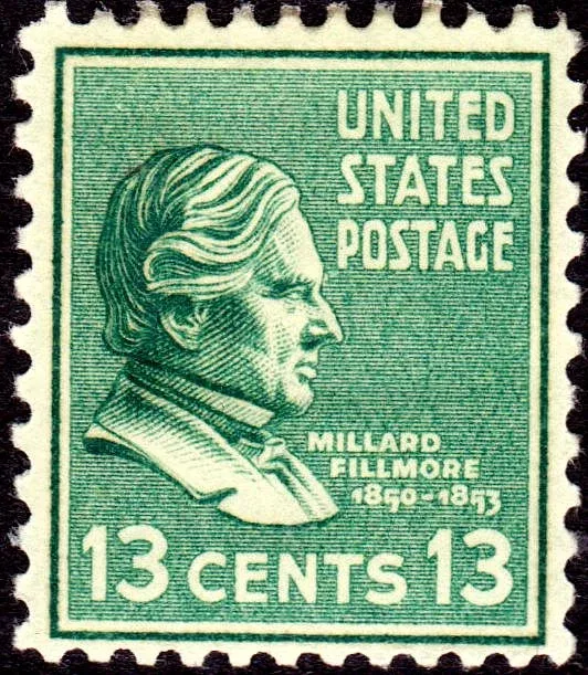United States 1938 13c Millard Filmore of stamp, photographed by a collector