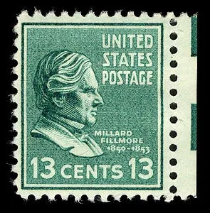 Another photo of the United States 1938 13c Millard Filmore of stamp