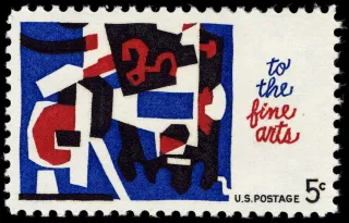 United States 1964 5c Fine Arts U.S stamp, photographed by a collector