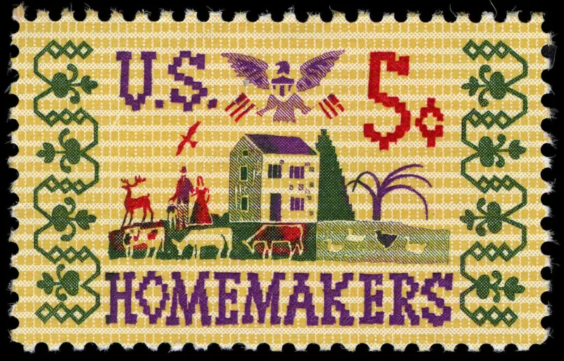 United States 1964 5c Homemakers U.S stamp, photographed by a collector