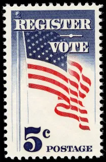 Another photo of the United States 1964 5c Register & Vote U.S stamp
