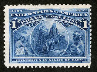 Another photo of the United States 1893 1c Columbian stamp