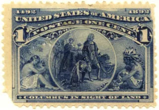 Another photo of the United States 1893 1c Columbian stamp