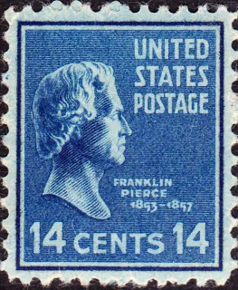 United States 1938 14c Franklin Pierce stamp, photographed by a collector